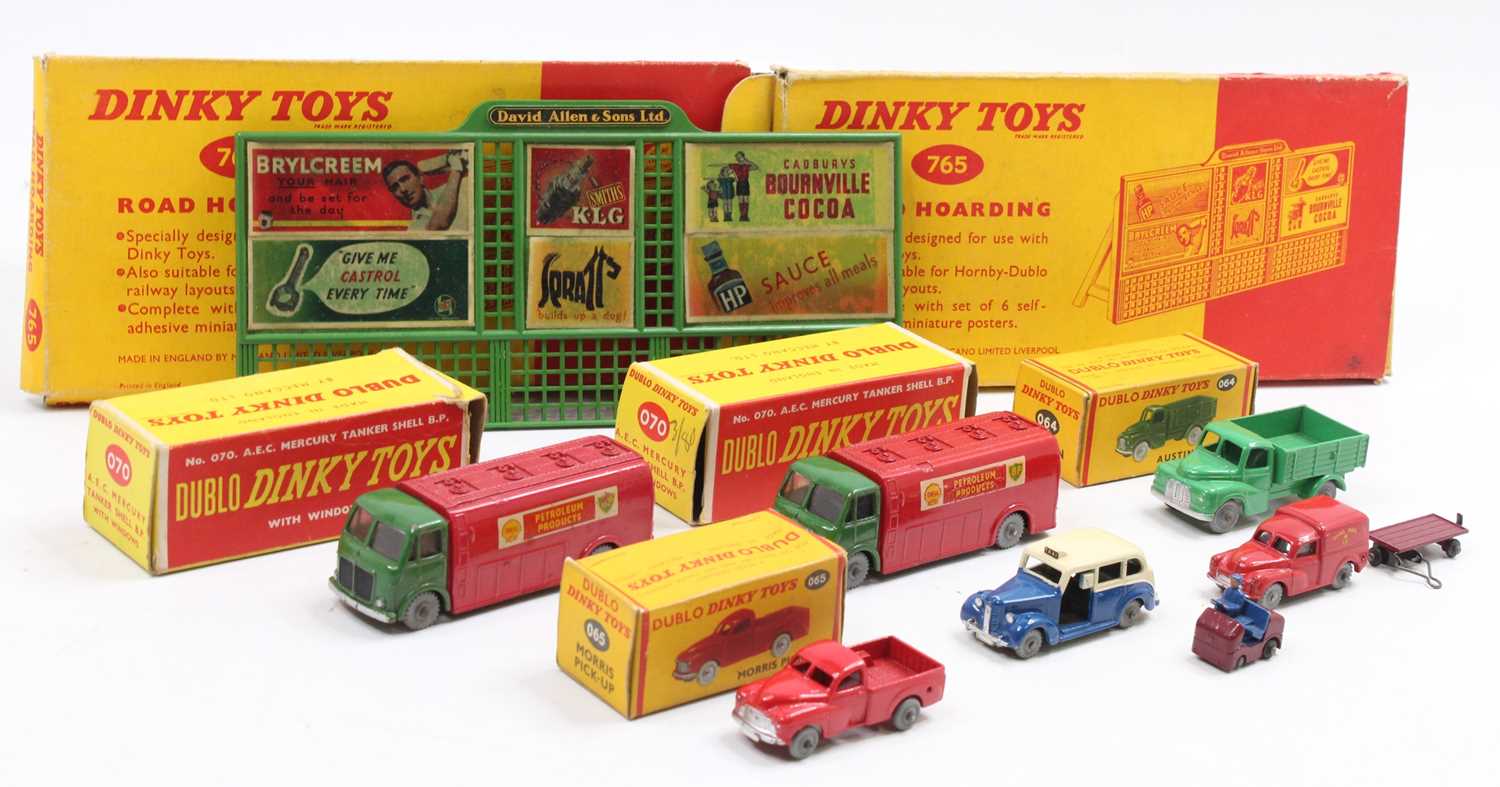 Dublo Dinky Toys group of boxed and loose models comprising 2x No. 070 A.E.C. Mercury Tanker - one