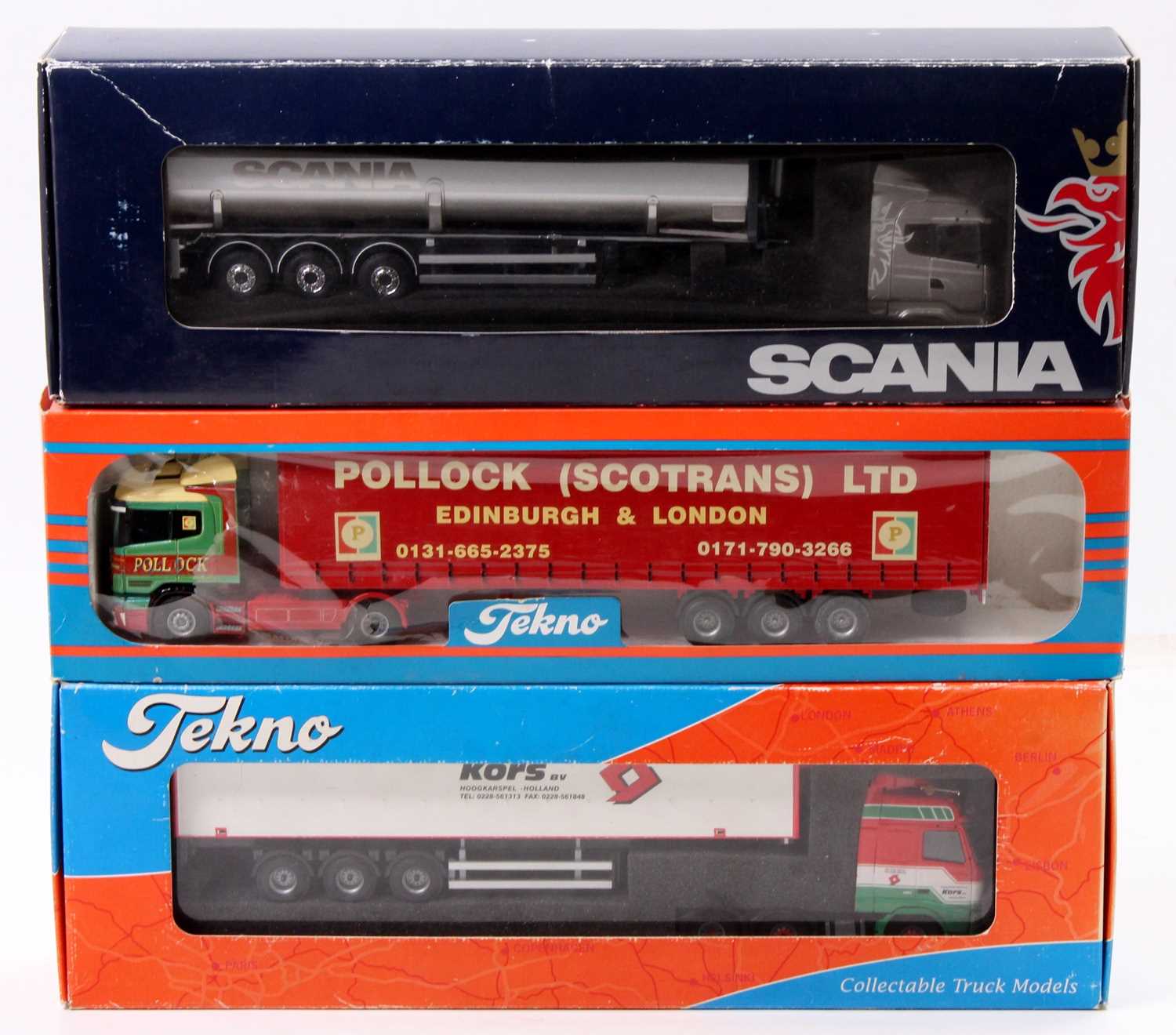 Tekno 1/50th scale road transport and haulage diecast group, 3 examples to include a KORS BV
