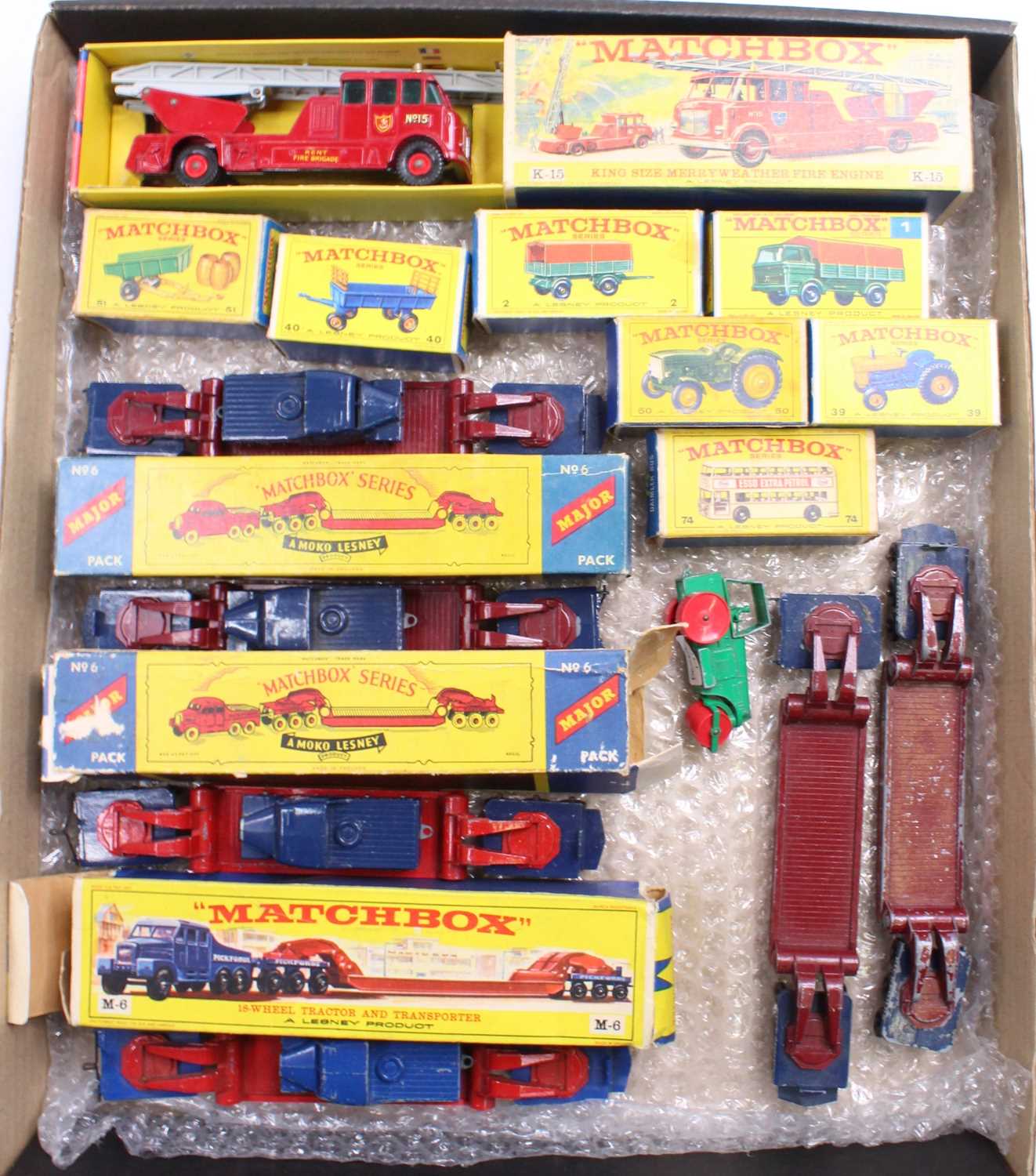 A collection of Matchbox Lesney diecast, with examples including 4x boxed Major Pack M6 Pickfords
