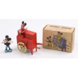 Salco, circa 1949 - Mickey & Minnie's Barrel Organ, comprising: Barrel Organ Handcart in red with