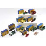 Matchbox Lesney Models of Yesteryear boxed group of 10, with examples including Y13 Santa Fe Loco,