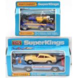 2 Matchbox Lesney Super Kings comprising K2 Car Recovery in metallic blue, with red plastic ramps,