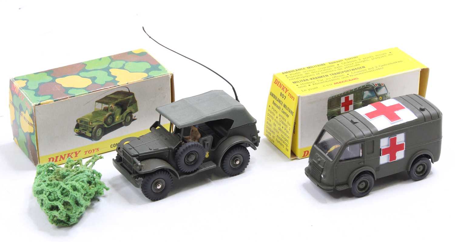 French Dinky Toys boxed group of 2 comprising No. 810 Military Command Car in drab green, with