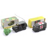French Dinky Toys boxed group of 2 comprising No. 810 Military Command Car in drab green, with