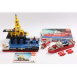 A Lego part-boxed and loose construction kit group to include No. 373 oil rig, part built example,