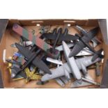 A collection of 25 various plastic and wooden kit built and scratch built model aircraft mainly WWII