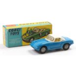 Corgi Toys No. 319 Lotus Elan Coupe comprising of blue body with white roof and cream interior