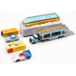 Dinky Toys boxed model group of 3 comprising No. 582 Pullmore Car Transporter, light blue cab and