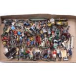 Tray of mixed lead hollowcast, white metal and plastic figures, to include farming, civilian and