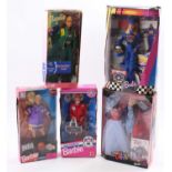 5 boxed Mattel Barbie Dolls, with specific examples including Air Force Barbie, NBA Barbie,