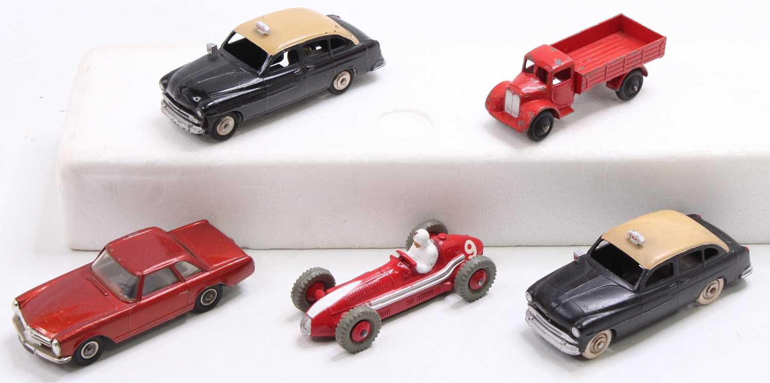 Dinky Toys and Spot On mixed diecast group comprising 2x French Dinky No. 24X Ford Vedette Taxi, No.