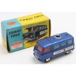 Corgi Toys No.464 Commer Police van, comprising of light blue metallic body with red interior,