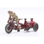 Morestone, Tandem Set, comprising of Red Tandem with attached red Sidecar and lady cyclist