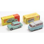 2 Dinky Toys boxed models comprising No. 138 Hillman Imp in light metallic green with a red