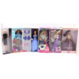 6 boxed Mattel Barbie Dolls, with examples including Movie Star Barbie, Barbie Basics, Cali Girl