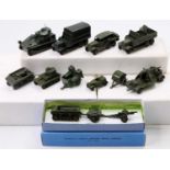 A collection of Dinky Toys military models including No. 152B Reconnaissance Car, No. 161A