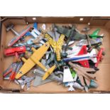 One tray containing a collection of mixed diecast, plastic, and kit built model aircraft to