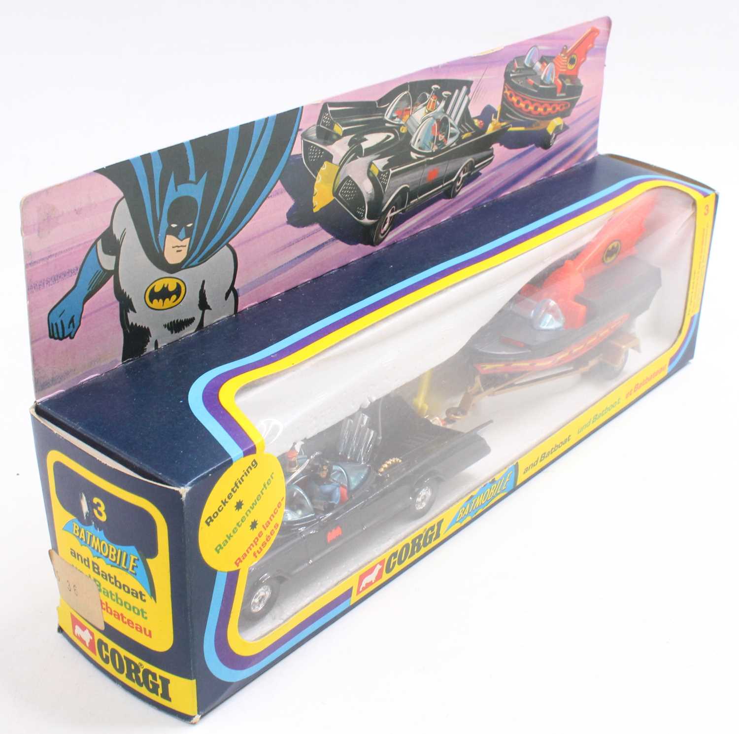 A Corgi gift set No. 3 Batmobile and Batboat comprising of gloss black Batmobile with Robin & Batman - Image 4 of 9