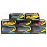 8 boxed Scalextric cars including No. C2390 TVR Speed 12 "Modelzone" issue, No. C2388 Porsche 911