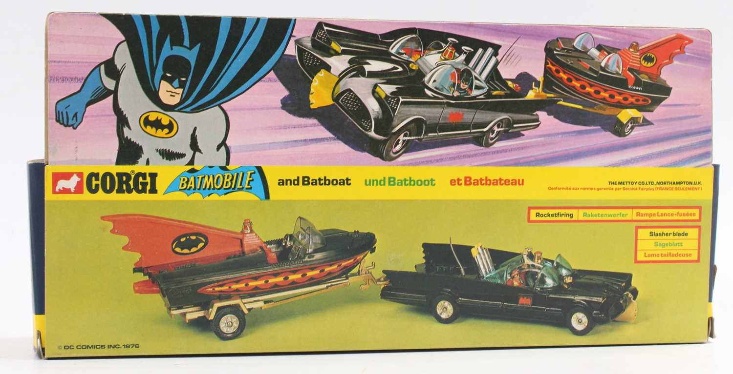 A Corgi gift set No. 3 Batmobile and Batboat comprising of gloss black Batmobile with Robin & Batman - Image 2 of 9