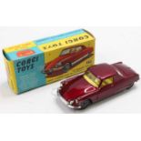 Corgi Toys No. 259 Citroën Le Dandy Coupe comprising of metallic maroon body with yellow interior,