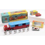 Corgi Toys boxed model group of 3 comprising No. 233 Heinkel Economy car, red body with lemon