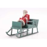 Morestone Series Father Christmas and Reindeer Sleigh, comprising blue sleigh with bell decoration