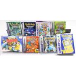 A collection of Nintendo Pokemon related empty console and video game boxes to include Pokemon