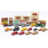 A tray containing Dublo Dinky Toys in play-worn condition including No. 066 Bedford Flat Truck,