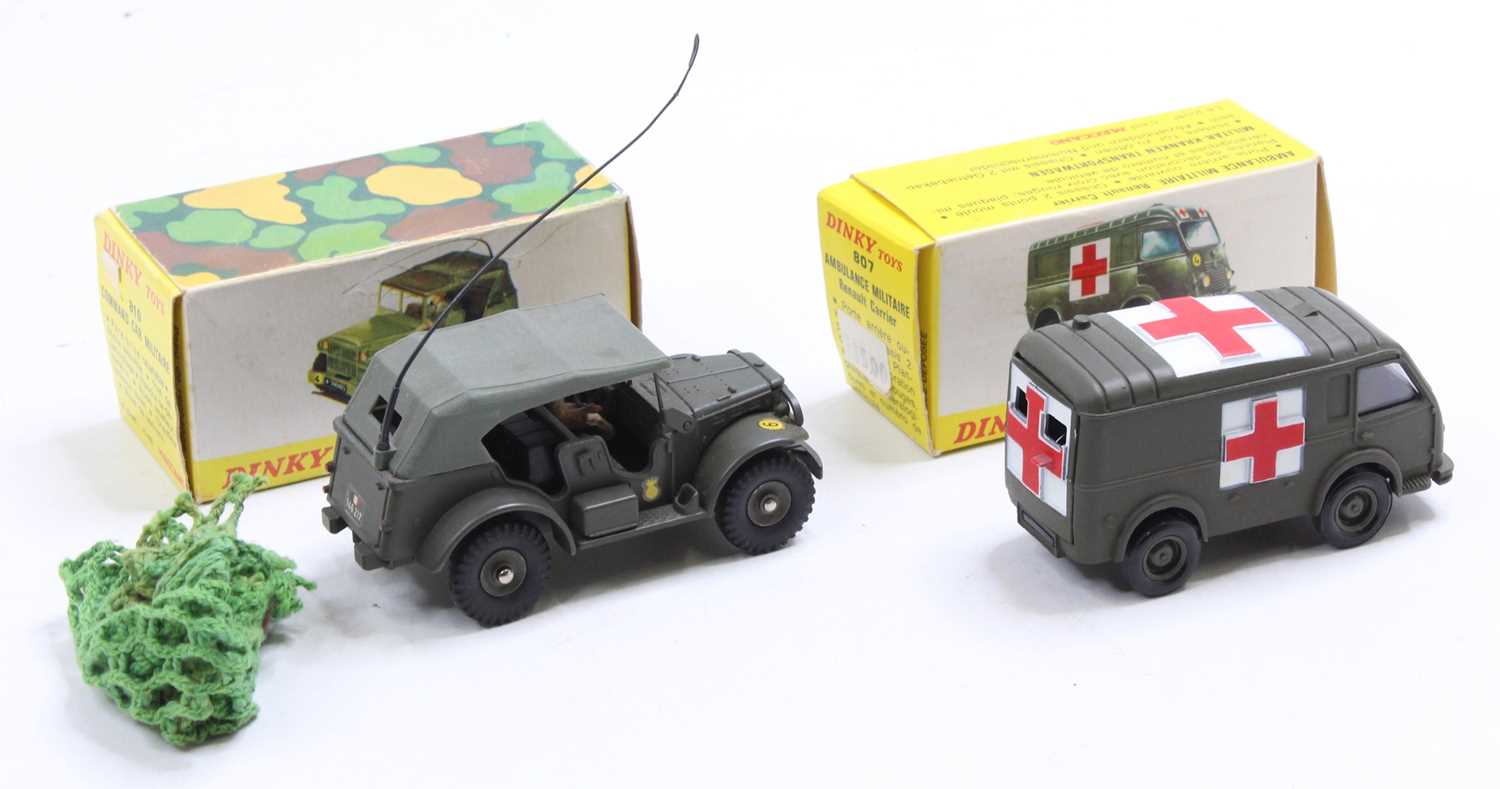 French Dinky Toys boxed group of 2 comprising No. 810 Military Command Car in drab green, with - Image 2 of 2