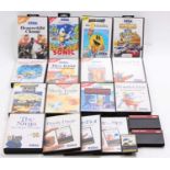 One tray containing 17 various Sega Master System and Sega Card boxed and loose video games to