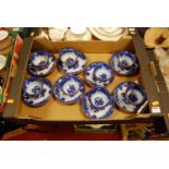 A Davenport blue and white eight-place tea service