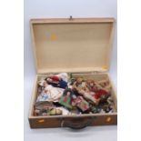 A collection of various vintage peg dolls with orginal continental dress