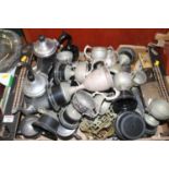 A collection of various silver plated trophy cups, coffee pots, clocks etc