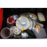 A collection of miscellaneous items to include French coffee can and saucer, Poole pottery beaker,