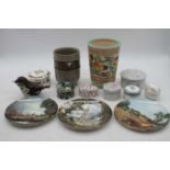 A collection of ceramics to include a Charlotte Rhead vase and a Poole Pottery vase