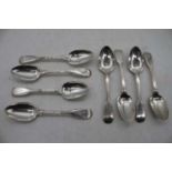 A set of eight Victorian silver table spoons in the Fiddle & Thread pattern, 13oz