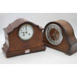 An Edwardian mahogany cased eight day mantel clock, the enamel dial showing Arabic numerals,