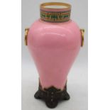 A 19th century Minton pink glazed vase, of baluster form, h.25cmLight crazing and rubbing to the