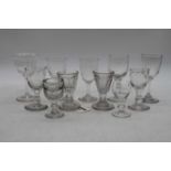 A collection of 19th century and later sherry glasses, largest height 12cm (11)