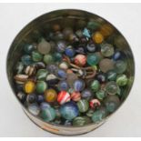 A collection of vintage glass marbles