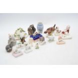 A collection of miniature pottery animal figures, to include Staffordshire and Copenhagen