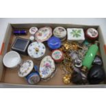 A small collection of miscellaneous items to include blue enamelled lipstick holder, enamelled