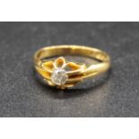 An 18ct gold diamond solitaire ring, the claw set old round cut weighing approx 0.25 carats, 4.8g,