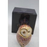 A Royal Crown Derby model of an owl, Gold button h.11cm, boxedNo Damage