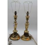 A pair of Lampart brass table lamps, height 58cm including fittings