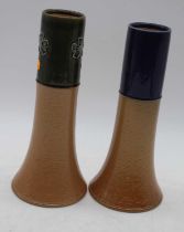 A near pair of Royal Doulton Lambeth stoneware vases, each of tapered form, height 25cm