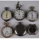 A collection of gent's pocket watches, to include Waltham gold plated keyless example, Ingersol, and
