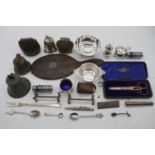 A collection of miscellaneous items to include a set of steel scissors with gilt metal handles in