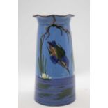 A Devon Pottery vase, decorated with a kingfisher, of tapered form, h.24cm